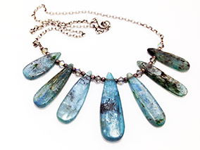 Necklace Kyanite, Chrystals, and Sterling Silver